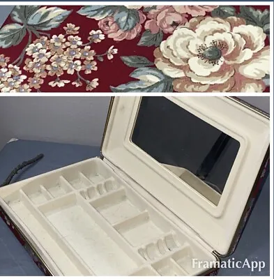 Vintage Hard Shell Floral Rose Victorian Sewing Jewelry Box 10” X 6.5” Hinged • $14.88