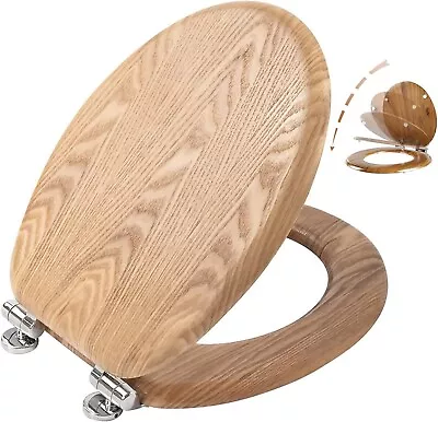 Luxury Solid Oak Toilet Seat | Quick Release | Antibacterial Wooden | Oval • £37.81