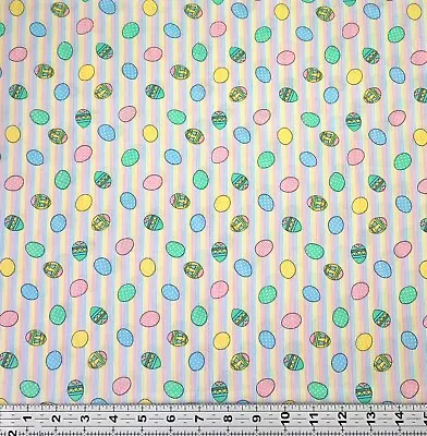 Vintage Easter Eggs Pastel Fabric Remnant 24”x44” • $6