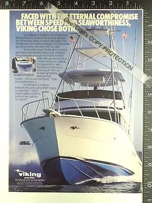 1988 ADVERTISING ADVERTISEMENT AD For 45 Viking Convertible Boat Yacht 1989 1990 • $12.50