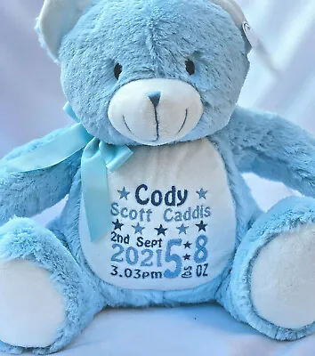 Personalised Large Plush Blue Teddy Bear Baby Boy First Easter Gift Toy • £22.75