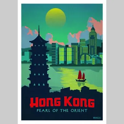 HONG KONG Vintage Retro Travel Holiday Poster On Metal Sign Plaque Pub Bar • £4.70