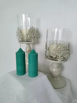 Unscented Teal Green Soy Wax Pillar Candles 10cm Set Of 2 • £4.75