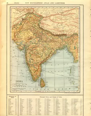 1909 Vintage Map  India  Or  Persia  Color Original From Collier Atlas • $17.76