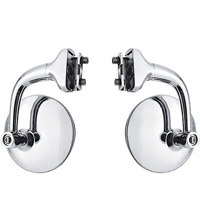 3  Chrome Curved Arm Peep Side Door Glass Mirror Outside Rear View Hot Rod Pair • $42.95