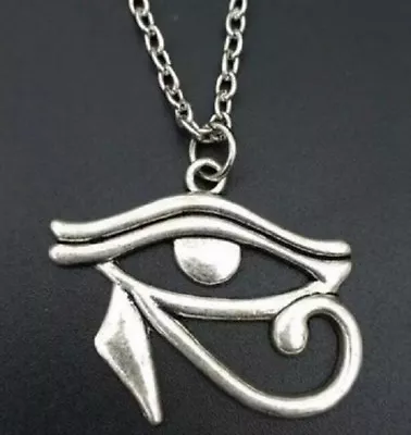 Silver Evil Eye Of Horus Egyptian God Pendant Chain Necklace Egypt Hellenistic • £4.29