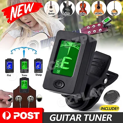 $11.85 • Buy LCD Clip-on Electronic Digital Guitar Tuner Tool For Chromatic Violin Ukulele