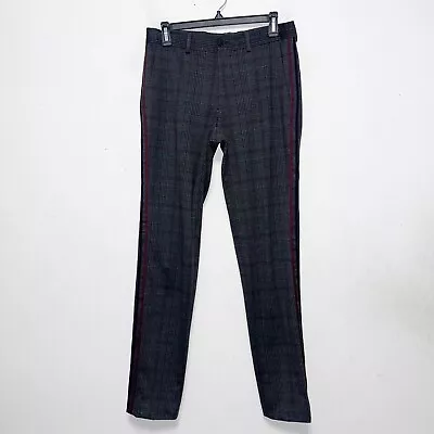 NHP Gray Plaid Tuxedo Stripe Flat Front Pants Mens Size 29 • $15