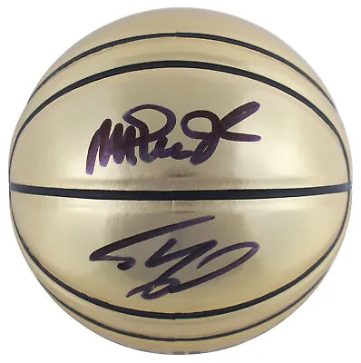 Lakers Magic Johnson & Shaquille O'Neal Signed Gold Molten Basketball BAS Wit • $349.99