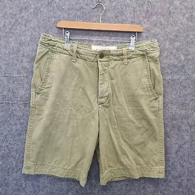 Abercrombie And Fitch Shorts Mens 34 / 36 Green Casual Chino Cargo Thick Cotton • £24.95