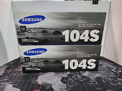 Genuine Samsung Mlt-d104s Black Toner Cartridge Lot Of 2 New Oem Free Shipping • $66.99