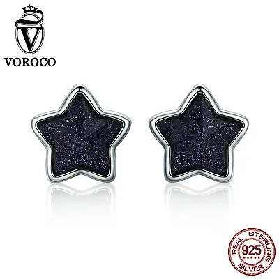 VOROCO Black Gold S925 Sterling Thai Silver Ear Stud Star Earring For Women/ Man • $1.23