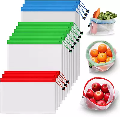 Reusable Mesh Produce Bags Keep Fruits And Vegetables Fresher Longer In These B • $28.24