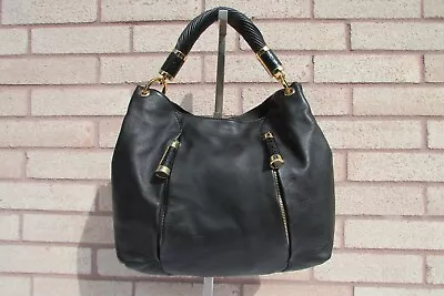Michael Kors Tonne Black Soft Leather Slouchy Hobo Shoulder Bag Hand Purse • $325