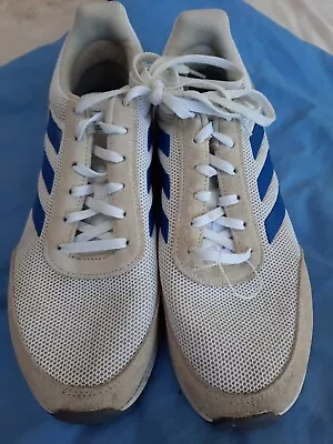 Men's ADIDAS 70s Style Trainers US8.3 Uk8 E42Runners Shoes 3 Blue Stripes White  • $25.99