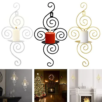 2 Pcs Wall Candle Holder Wall Mounted Metal Candlestick Ornament Sconce Durable • £16.99
