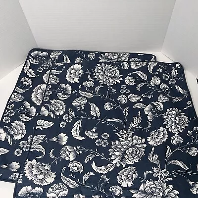 IKEA Idalinnea Two Matching Blue White Floral Cotton Throw Pillow Covers 20x20 • £26.26