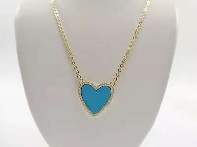 Real 925 Sterling Silver Turquoise Mother Of Rearl Heart Necklace • $39.99