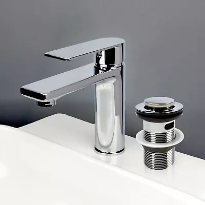£34.99 • Buy Basin Mixer Tap + Slotted / Unslotted Waste - Bathroom Chrome Mono Single Lever