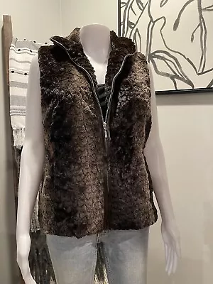 Erin London Faux Fur Animal Print Lining Vest Women’s Size M • $15