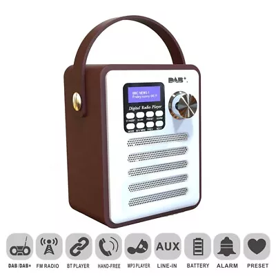 £34.99 • Buy Class Portable Wooden Digital Bluetooth DAB Clock Radio Built In Subwoofer H6