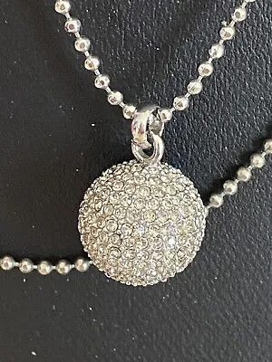 Amazing! Michael Kors Pave’ Rhinestone Glitter Ball Silver Necklace On 30” Chain • $21.50