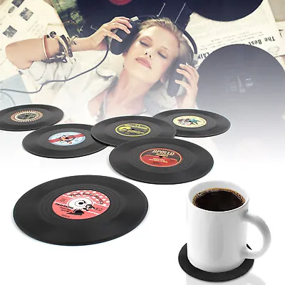 $9.49 • Buy Funny Coasters For Drinks-Set Of 4/6 Vinyl Record Disk Music Drink Coaster Gift
