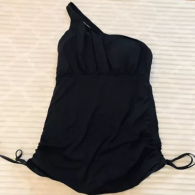 Magiscuplt Black One Shoulder Swimdress Slimming Swimsuit Women’s Size 10 Medium • £30.37