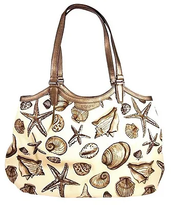 NWT Coach Signature Stripe Shell Print Beach Starfish Shoulder Bag Tote F29063 • $262.40