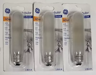 3 Pack GE 40-Watt Frosted Appliance T10 Tubular 5  Light Bulbs 250 Lumens • $12