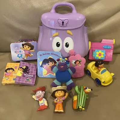 Dora The Explorer BABY LOT Backpack Cowboy Hat Camcorder Phone Car Card Game Tin • $39.99