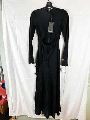 Versace Solid Black Cotton Long Womens Dress. Size 38. $450 • $99.99