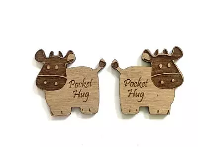 Wooden Pocket Hugs Charm Token Thinking Of You Gift • £3.25