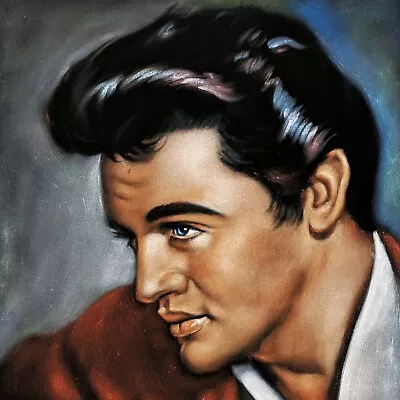 Elvis Presley Young Original Oil On Velvet 24 X18  By Argo. -x • $274.55