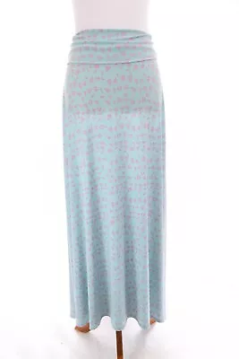 Lularoe Sz S Long Maxi Skirt Stretch Blue Pink Fold Over • $26.68