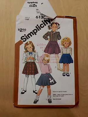 Vtg Simplicity 6133 Pattern Girl Skirts 2 Lengths Poodle Skirt  Sz 3 1983 • $4.25