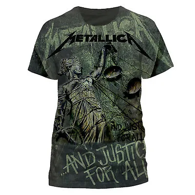 Metallica T Shirt And Justice For All Neon Official Grey Mens Tee Metal Merch • £23.99