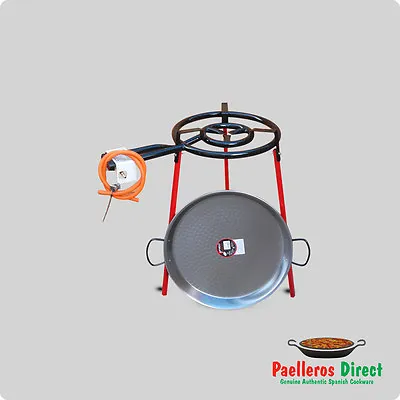 50cm Spanish Polished Steel Paella Pan & 40cm Gas Burner Kit / Set - Square Legs • £104.99