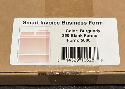 250 Sheets Smart Invoice Paper Form 5000 - Versa Check Burgandy Perforated. Nib • $14.95