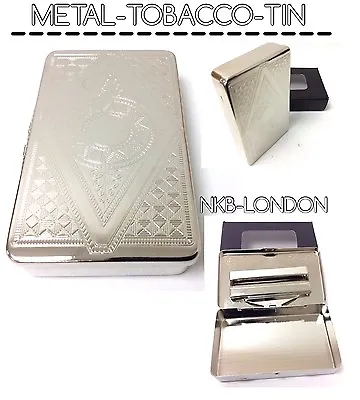 £5.45 • Buy Cigarette Case Metal Chrome Roll Ups Tobacco Tin Embossed New Many Designs Tins