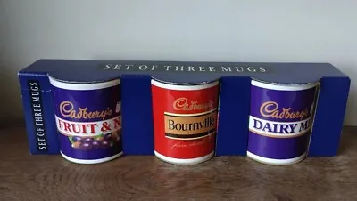 £14.99 • Buy Set Of 3 Vintage Cadbury Chocolate Mugs Fruit & Nut, Bournville, Dairy Milk 1995