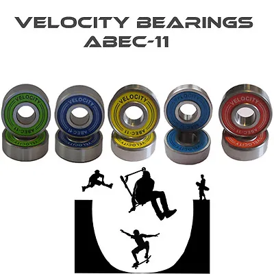 Velocity Abec 11 608 Wheel Bearing Skateboard Scooter Quad Inline Roller Skate 9 • £4.59