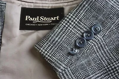 Paul Stuart Made USA Gray Black Purple Glenplaid Flannel Sport Coat Jacket 44L • $69.99