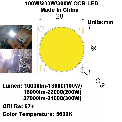 High CRI Ra 95+ 100W 200W 300W/500W COB LED Ultra Bright Daylight White 5600K • $33.24