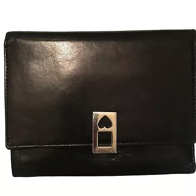 Moschino Tri-Fold Wallet Leather Black Butter Soft • $100