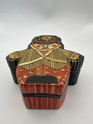 Christmas Nutcracker Shaped Gift Jewelry Trinket Box Straw/wood Small 5” • $10.95