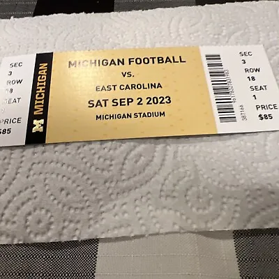 1 Unused Michigan Wolverines VS East Carolina Football Ticket Stub Sept.22023 • $7