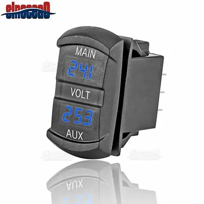 Dual BATTERY VOLTAGE METER - BLUE LED Car 12 Volt Rocker 10-30V 4x4 Boat Caravan • $7.99