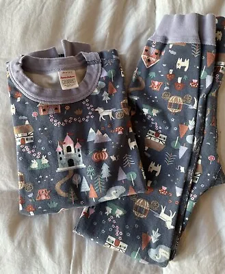 Hanna Andersson Long John Pajamas Castle Woodland Forest Size 140 -10 • $14