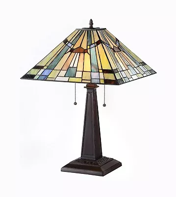 RADIANCE Goods Tiffany-style 2 Light Mission Table Lamp 16  Shade • $126.66